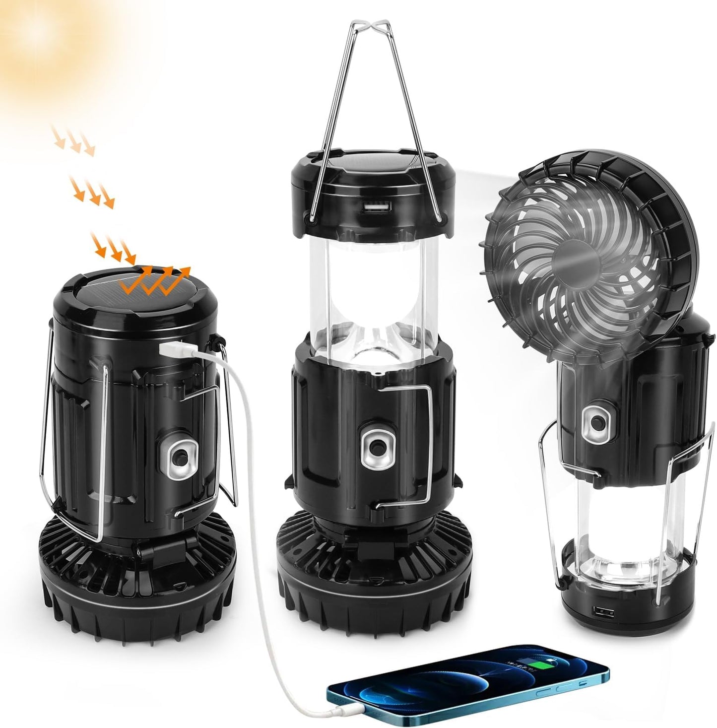 6 in 1 Portable Outdoor LED With Fan Solar Charge