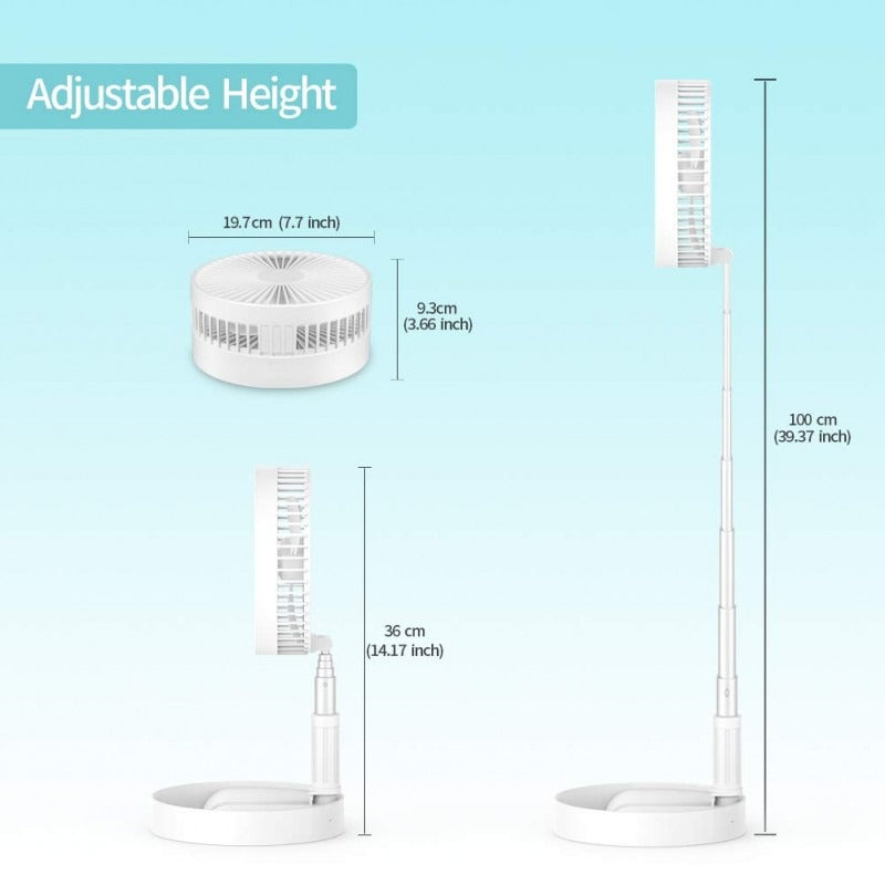 Telescopic Floor/Desk USB Fan with Rechargeable Battery 3 Speeds