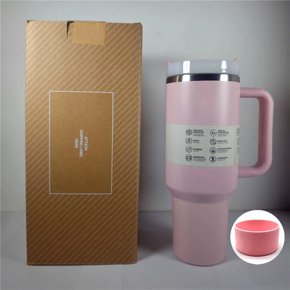 40oz Tumbler with Handle Lid Straw Stainless Steel Vacuum Insulated